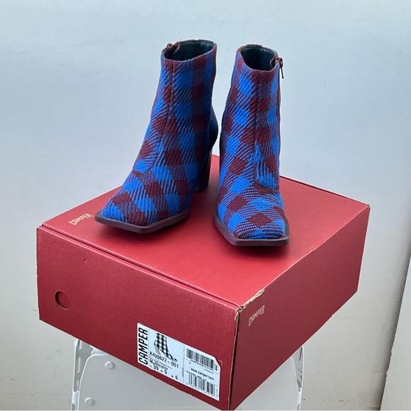 Camper Karol Bootie Bright Blue Houndsooth - Picture 3 of 16